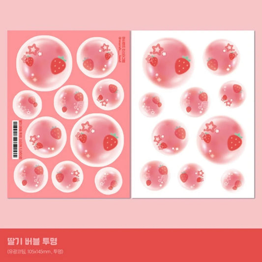 Red Strawberry Bubble Sticker Sheet