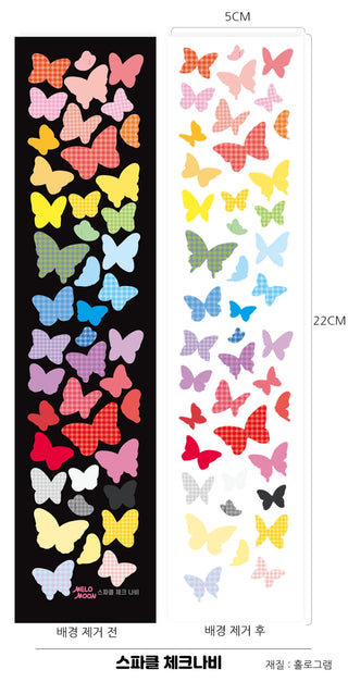 Sparkle Check Butterfly Sticker Sheet