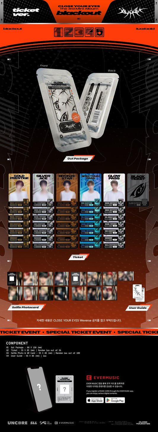 CLOSE YOUR EYES 3rd Mini Album [blackout] (ticket ver.)