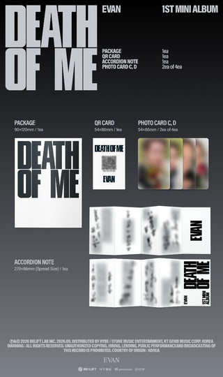 [PRE-ORDER] EVAN 1st Mini Album [DEATH OF ME] (Weverse Albums Ver.)
