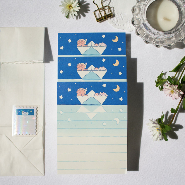 Racoon and Small Paper Ship Memo Pad