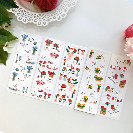 Flower Joa Cat Sticker Sheet