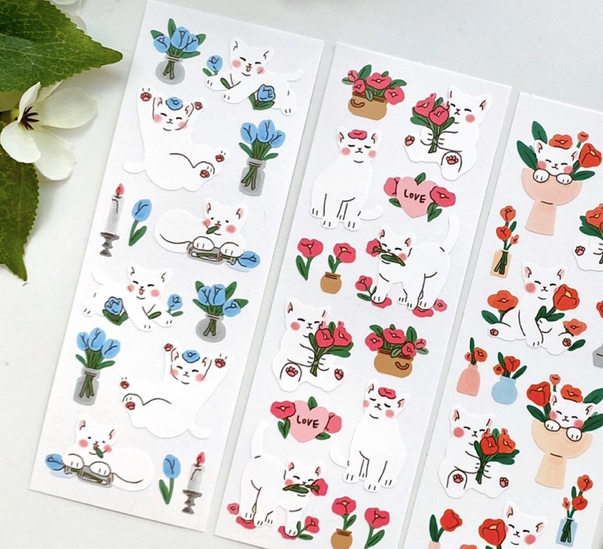 Flower Joa Cat Sticker Sheet