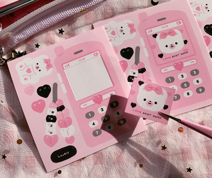 Mini Pink Baby Bear Sticker