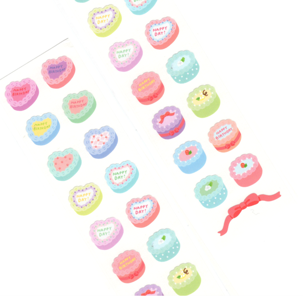 Happy Birthday Cake Sticker Sheet