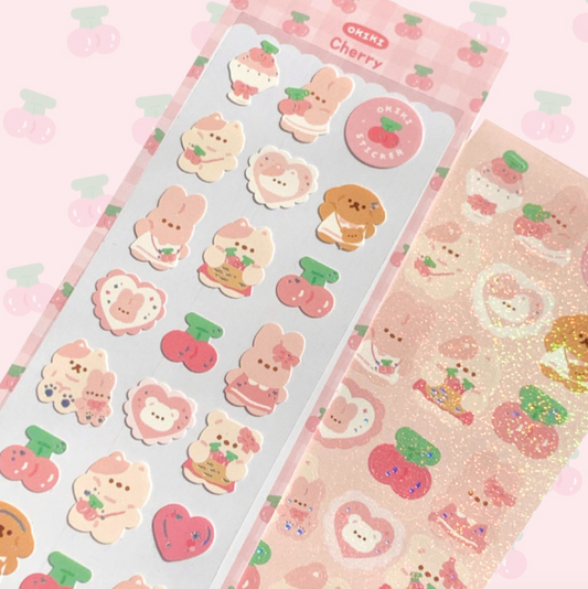 Cherry Animal Sticker Sheet