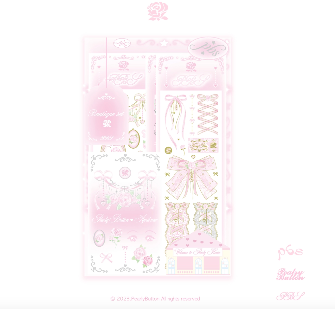 Lace Rose Ribbon Sticker