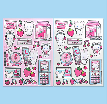 Retro Strawberry Sticker Sheet