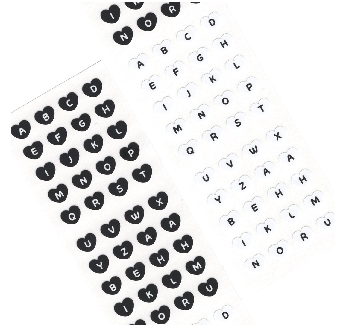 White and Black Alphabet Sticker Sheet