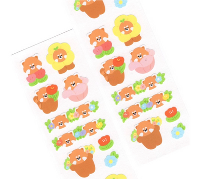 Flower Red Panda Sticker Sheet