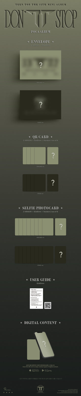 [PRE-ORDER] TEEN TOP 11th EP [DON’T STOP] (GROUND/STAGE ver.) (POCAALBUM)