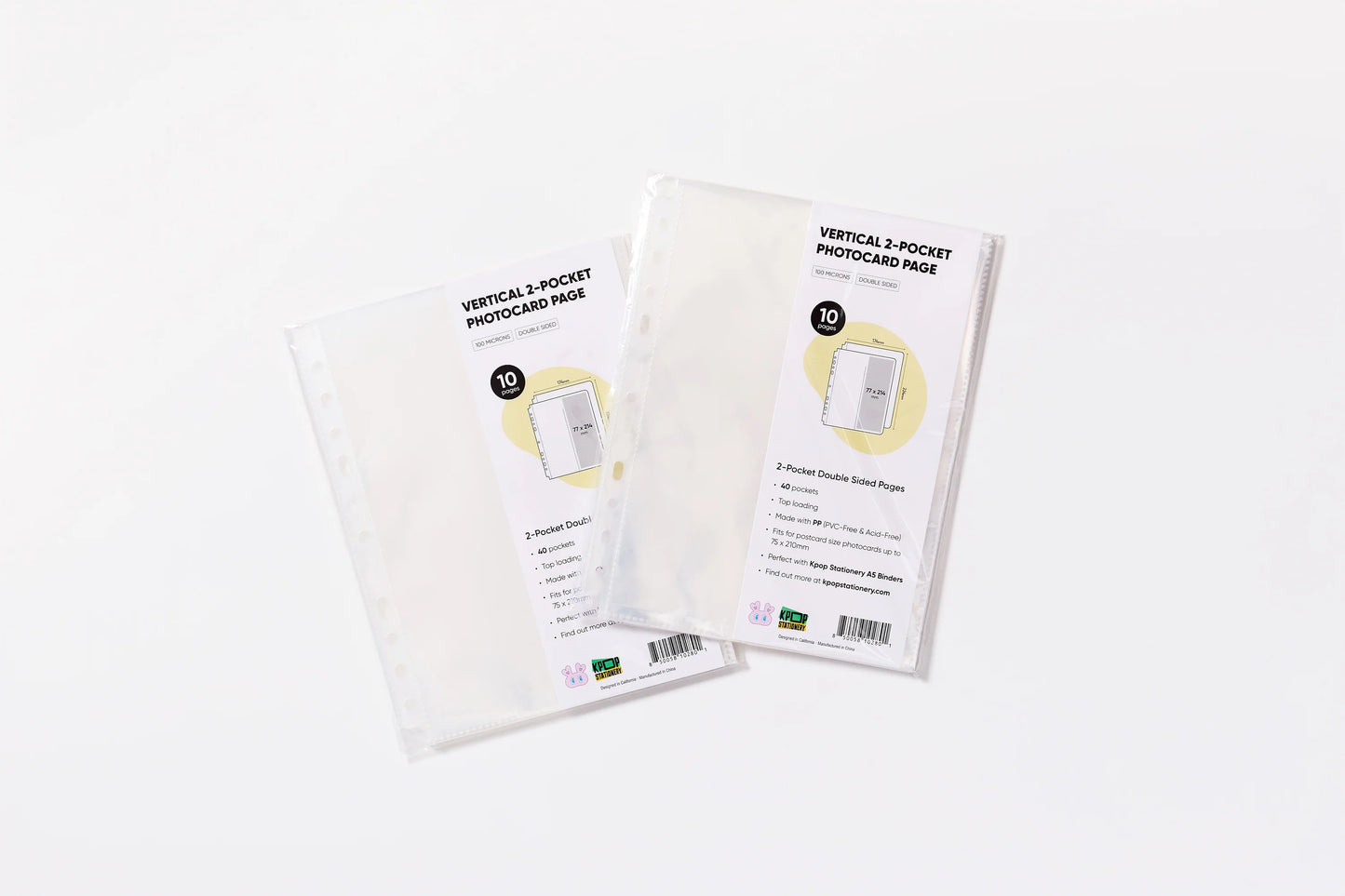 High Clarity A5 Binder Sleeves Postcard 2 Pockets, Double Sided