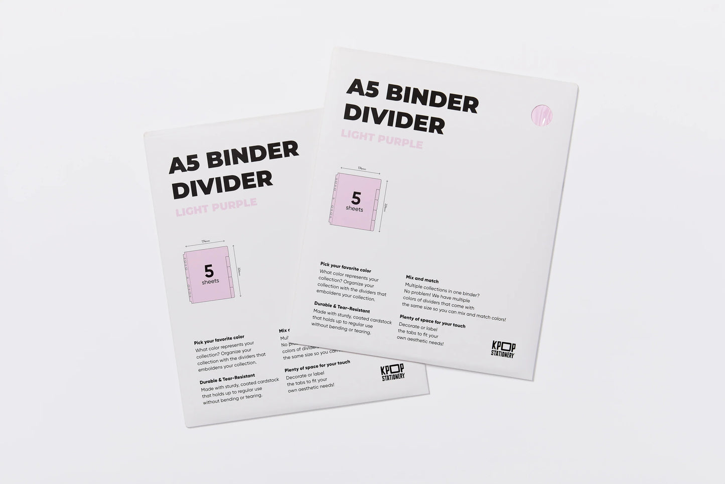 Custom A5 Binder Dividers - Light Purple