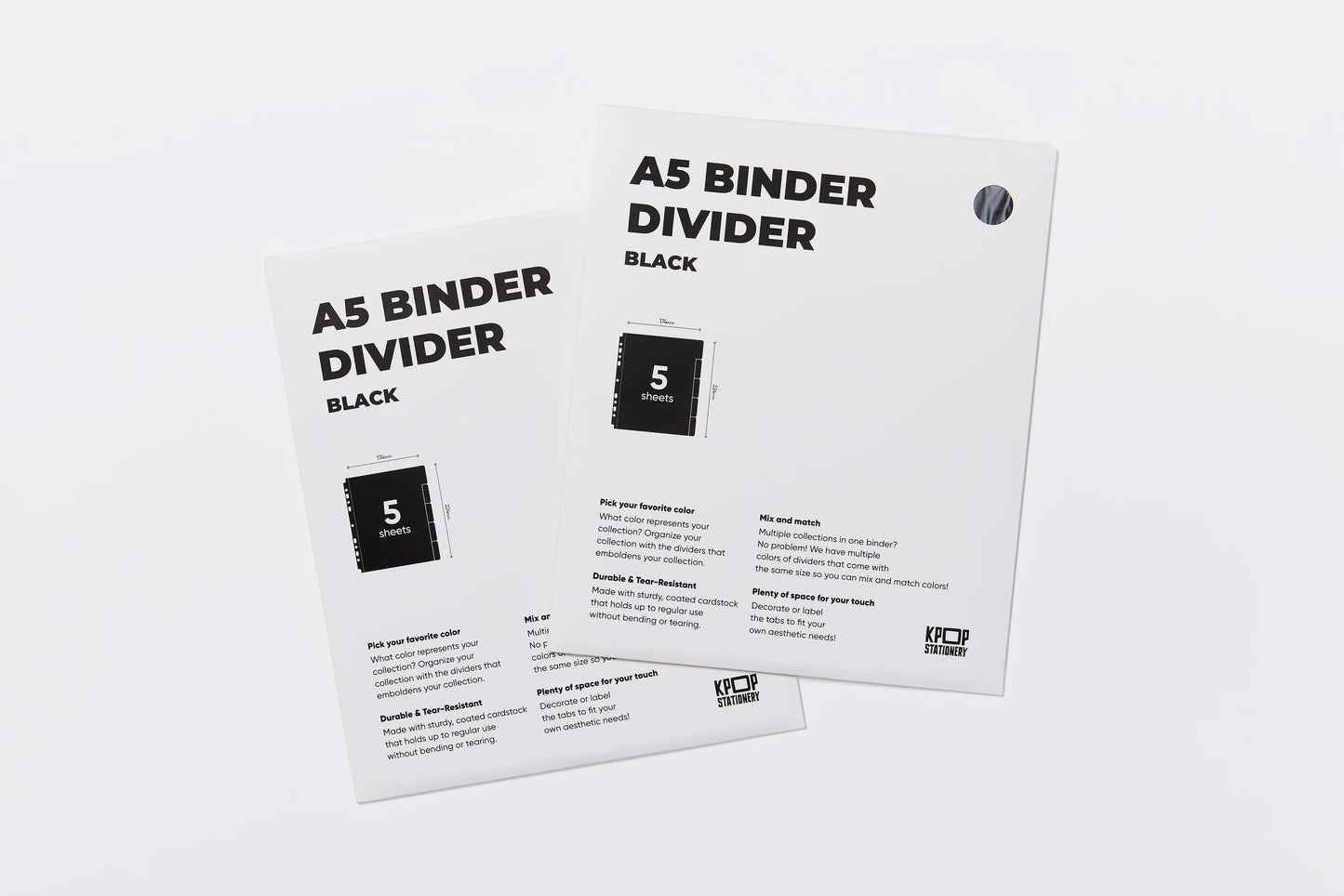 Custom A5 Binder Dividers - Black