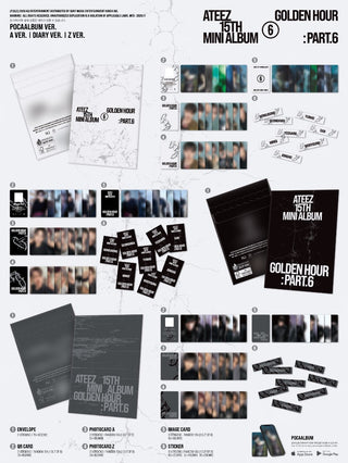 [PRE-ORDER] ATEEZ 15TH MINI ALBUM [GOLDEN HOUR : Part.6] (POCAALBUM) (A Ver. / DIARY Ver. / Z Ver.)