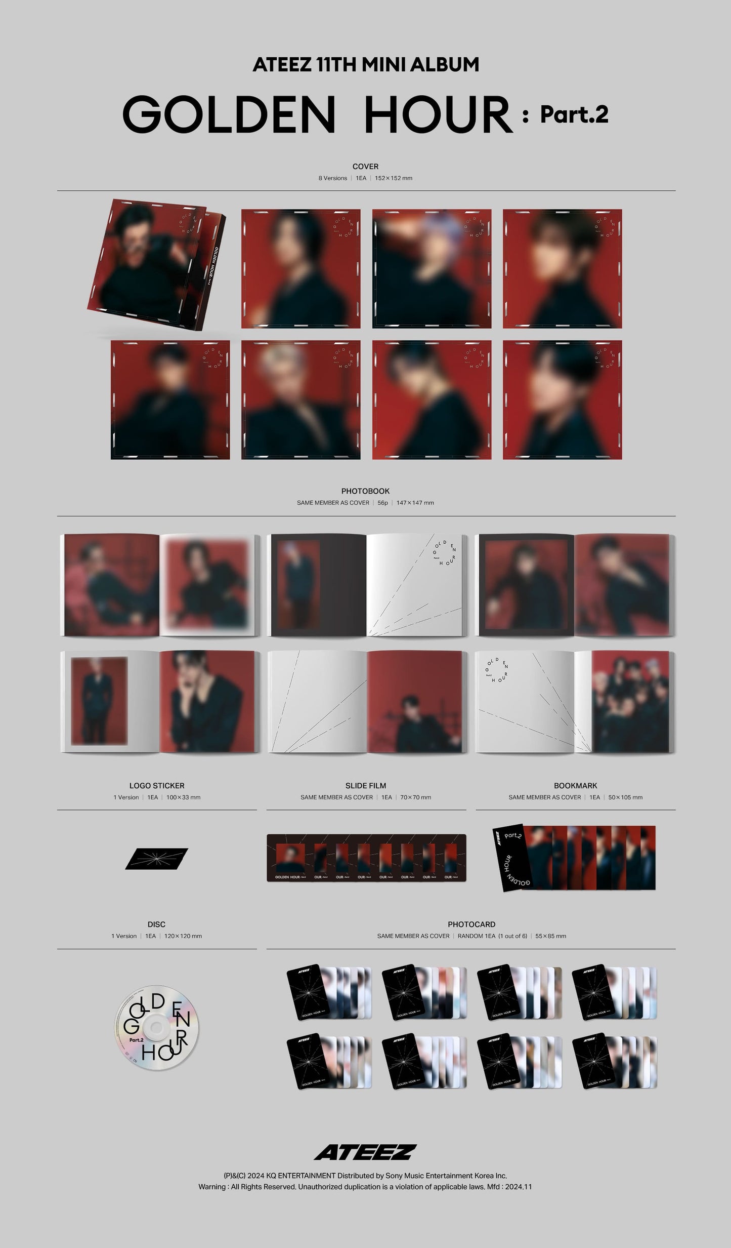 ATEEZ 11th Mini Album [GOLDEN HOUR : Part 2] (Digipack Ver.)