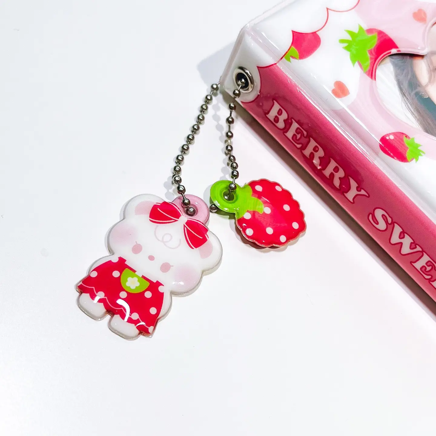 Honey Strawberry Princess Puffy Keychain