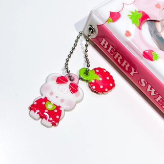 Honey Strawberry Princess Puffy Keychain