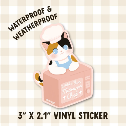 Microwave Cat Waterproof Vinyl Sticker