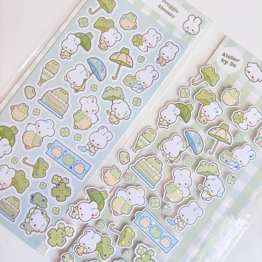 Froggie Clovers Journaling Sticker Sheet