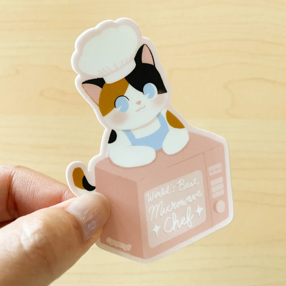 Microwave Cat Waterproof Vinyl Sticker