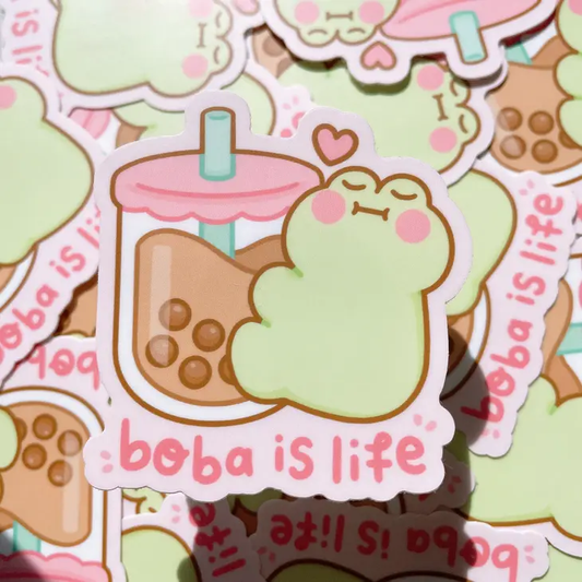 Boba Is Life Frog Sticker