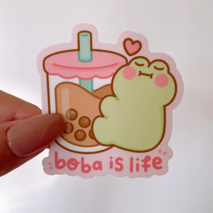 Boba Is Life Frog Sticker