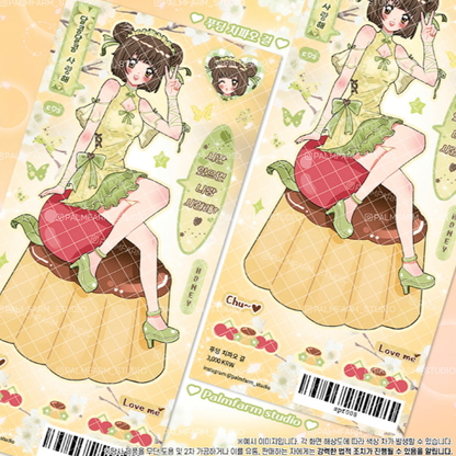 Pudding Cheongsam Girl Deco Sticker Sheet