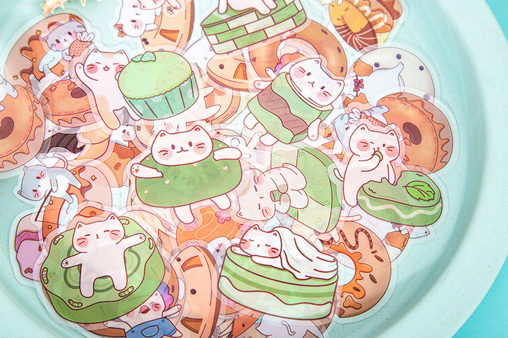 Matcha Cats PET Sticker Flakes