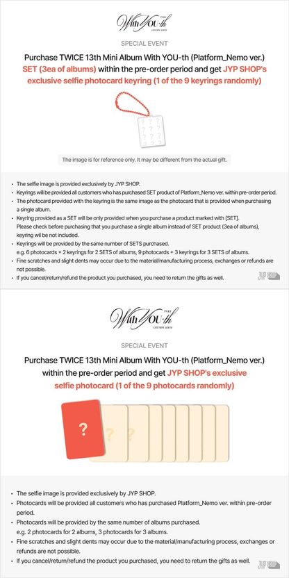 TWICE 13th Mini Album [With YOU-th] Nemo Ver. SET [JYP SHOP POB]