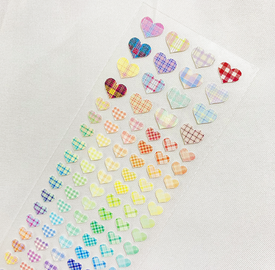 Pastel Heart Check Deco Sticker