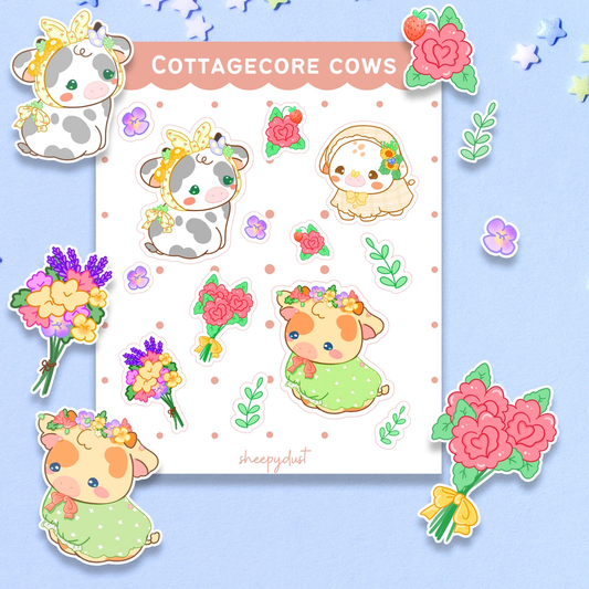 Cottagecore Cow Sticker Sheet