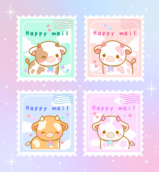 Star Cow Stamp Mail Sticker Sheet