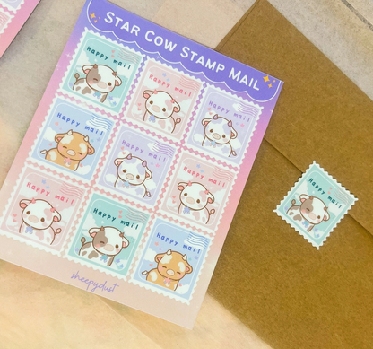 Star Cow Stamp Mail Sticker Sheet