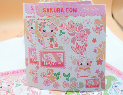 Sakura Cow Sticker Sheet