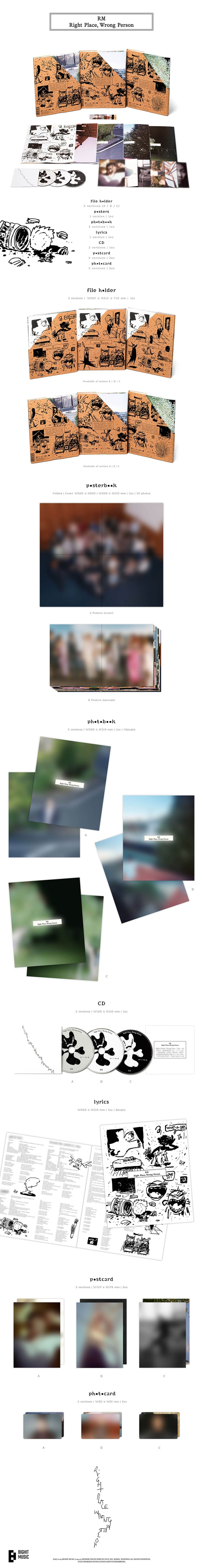 BTC RM 2nd アルバム, ver. A, B, C RM 2nd album Right Place Wrong person 全て（A B C）のバージョン