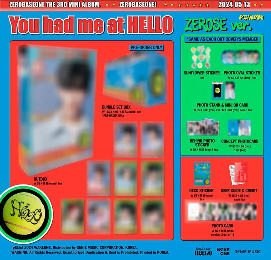 ZEROBASEONE – 3rd MINI ALBUM [You had me at HELLO] (ZEROSE ver. / POCAALBUM)